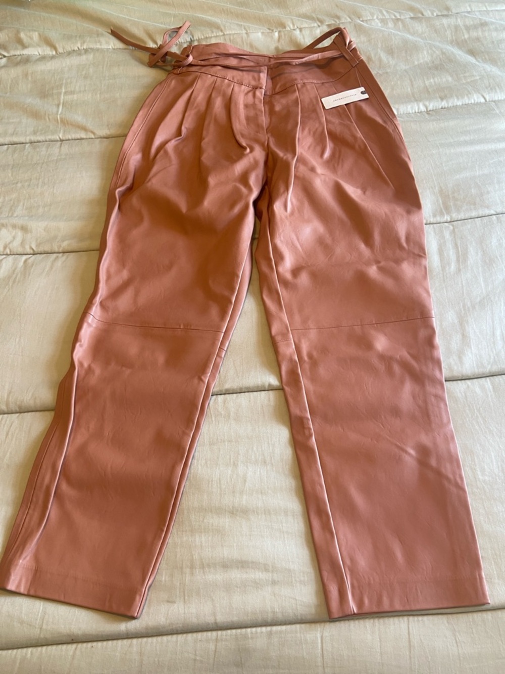 Anthropologie high-waisted rose faux leather pants
